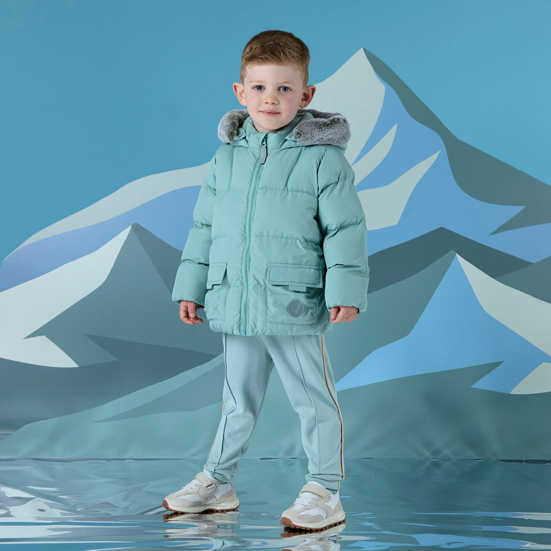 AW25 Mitch & Son JACK Green Faux Fur Trim Coat
