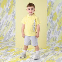 SS25 Mitch & Son GAEL Yellow & Grey Logo Polo Shorts Set