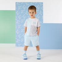 PREORDER SS26 Mitch & Son OTTO Blue Grey & White Shorts Set