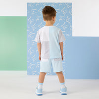 PREORDER SS26 Mitch & Son OTTO Blue Grey & White Shorts Set
