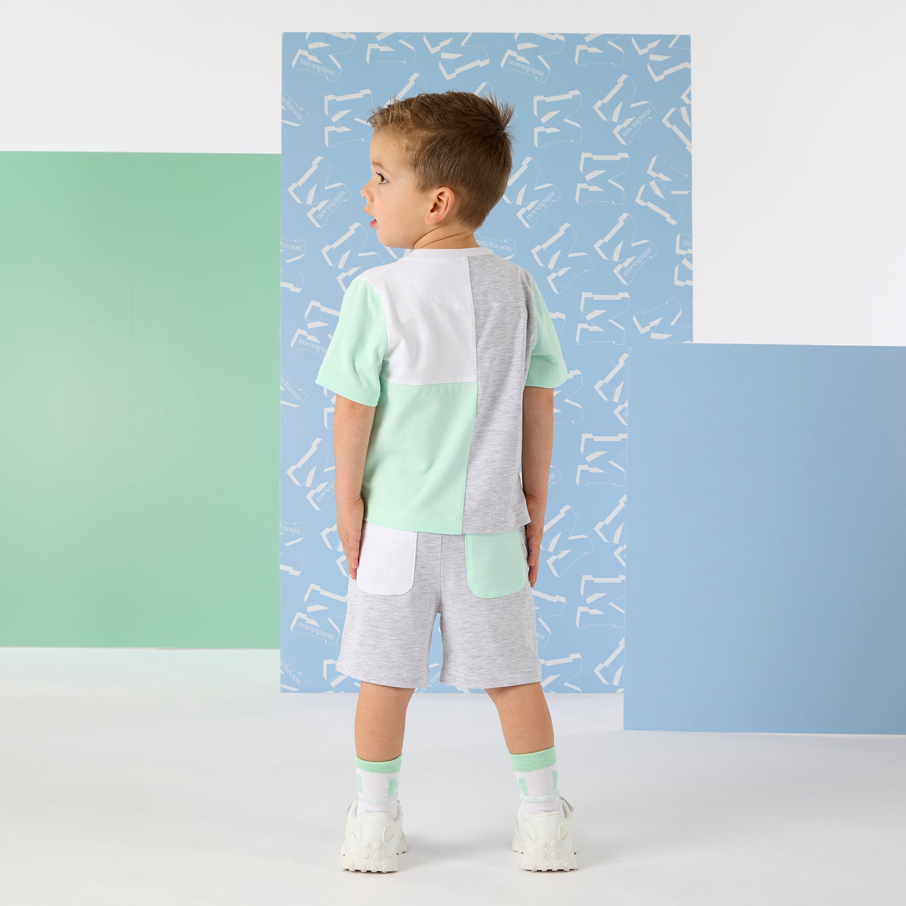 PREORDER SS26 Mitch & Son OTTO Green Grey & White Shorts Set