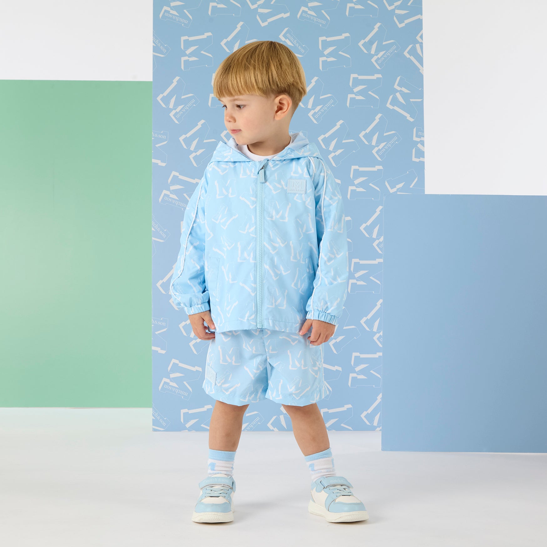 PREORDER SS26 Mitch & Son OSCAR Blue & White Logo Hooded Jacket