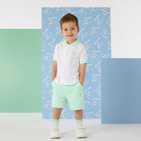 PREORDER SS26 Mitch & Son OAKLAND Green & White Polo Zipper Shorts Set