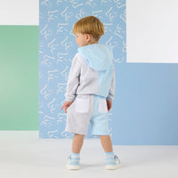 PREORDER SS26 Mitch & Son OMAR Blue Grey & White Hooded Shorts Set