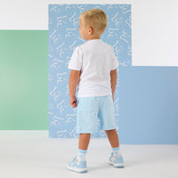 PREORDER SS26 Mitch & Son ODIN & OSLO Blue & White Terry Towelling Logo Shorts Set