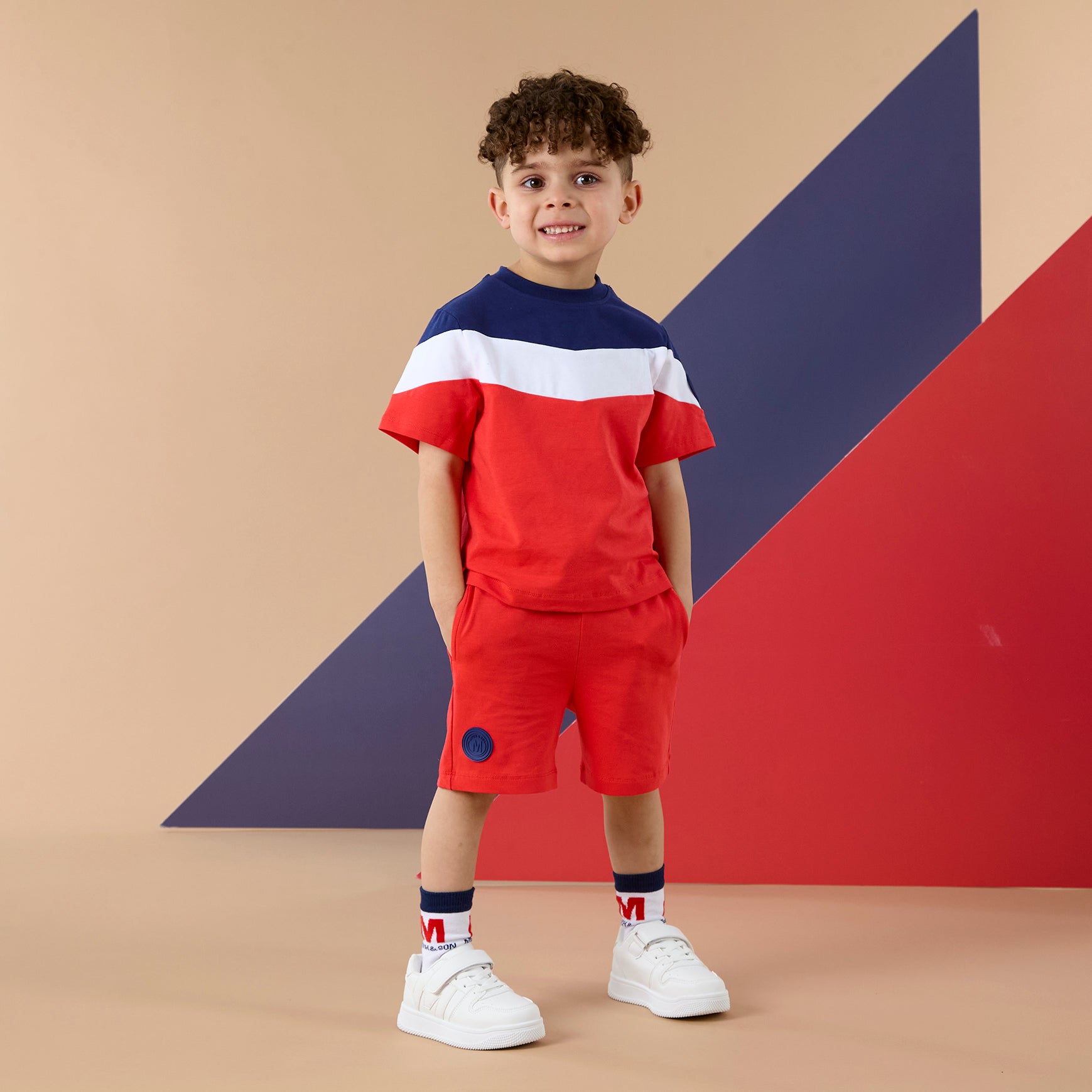 PREORDER SS26 Mitch & Son PACO Red Navy & White Logo Shorts Set