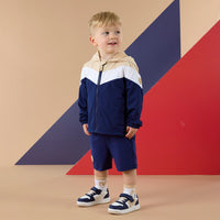 PREORDER SS26 Mitch & Son PETER Beige Navy & White Colour Block Hooded Jacket