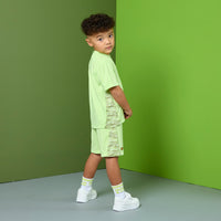 PREORDER SS26 Mitch & Son JNR RUDY & RON Green Logo Panel Shorts Set