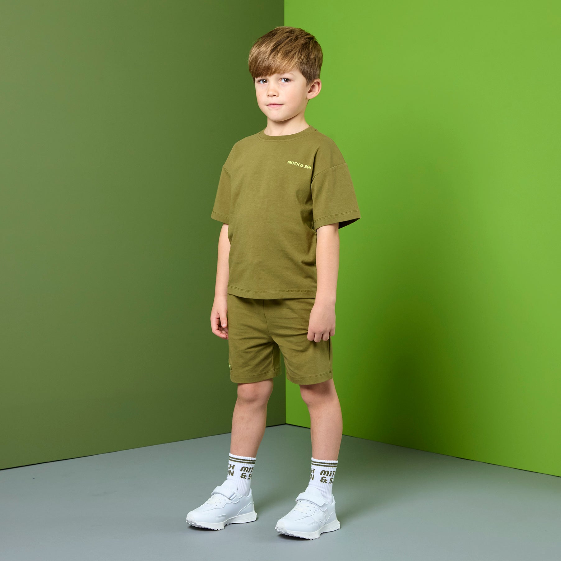 PREORDER SS26 Mitch & Son JNR RYDER & RILEY Green Logo Shorts Set