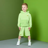 PREORDER SS26 Mitch & Son JNR RONAN Green & Orange Logo Hooded Shorts Set