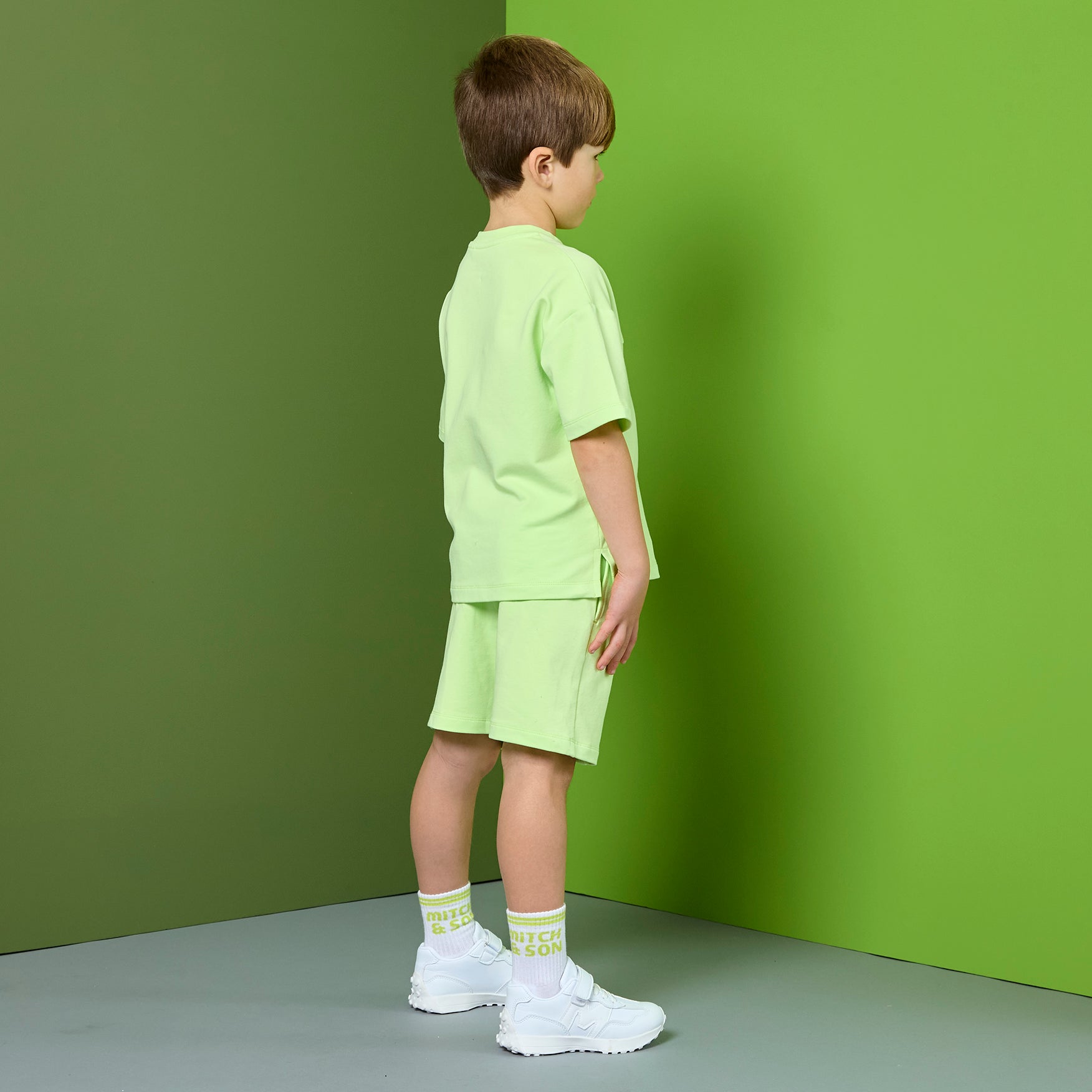 PREORDER SS26 Mitch & Son JNR RORY Green Logo Shorts Set