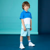 SS25 Mitch & Son Junior HUGH & HAMISH Blue Turquoise & White Stripe Polo & Shorts Set