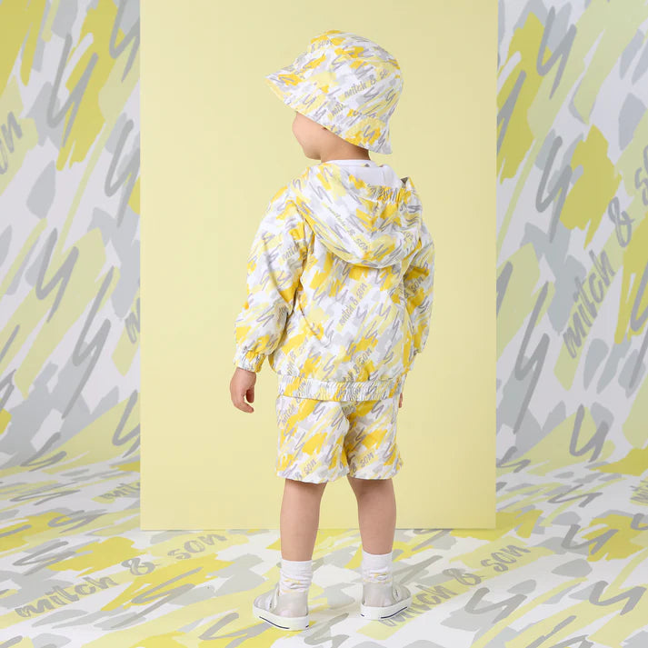 SS25 Mitch & Son GEO Yellow White & Grey Doodle Print Hooded Jacket