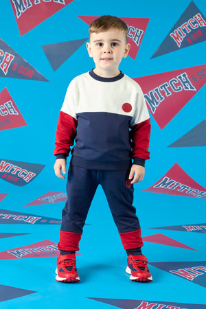 AW24 Mitch & Son BOBBY Navy Blue Logo Colour Block Tracksuit