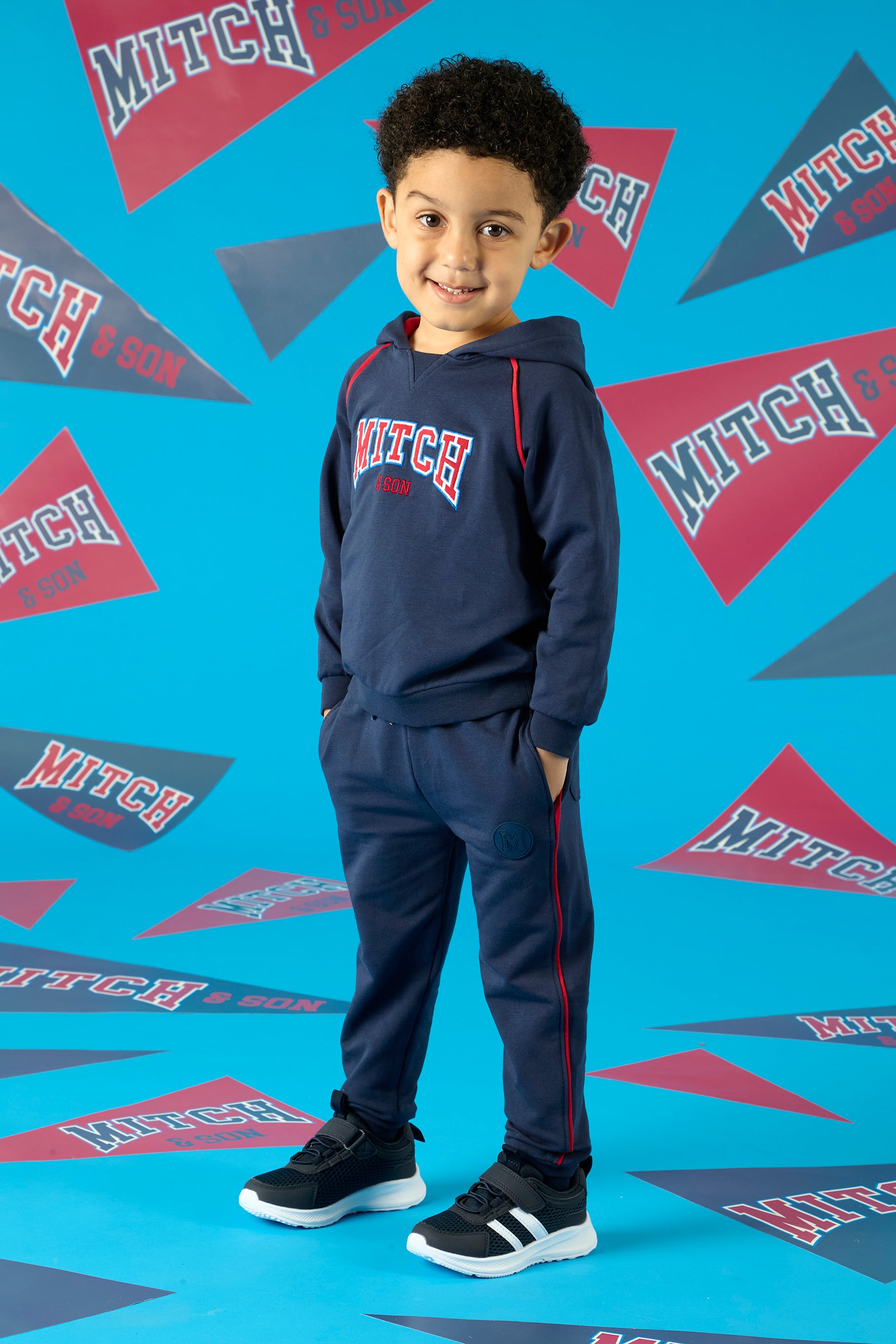 Mitch & Son BENNY Navy Blue Logo Hoody Tracksuit