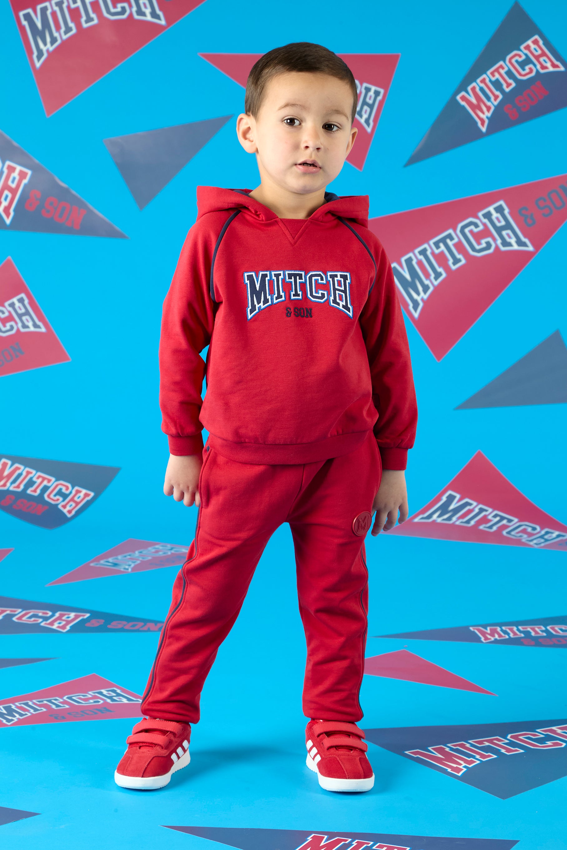 Mitch & Son BENNY Red Logo Hoody Tracksuit