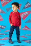 Mitch & Son BART & BYRON Red & Navy Blue Long Sleeve Polo & Twill Trouser Set