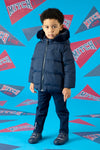 Mitch & Son BARRY Navy Blue Faux Fur Padded Jacket