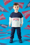 Mitch & Son BRUCE & BRADLEY Navy Blue & White Logo Colour Block Jumper & Cargo Trouser Set