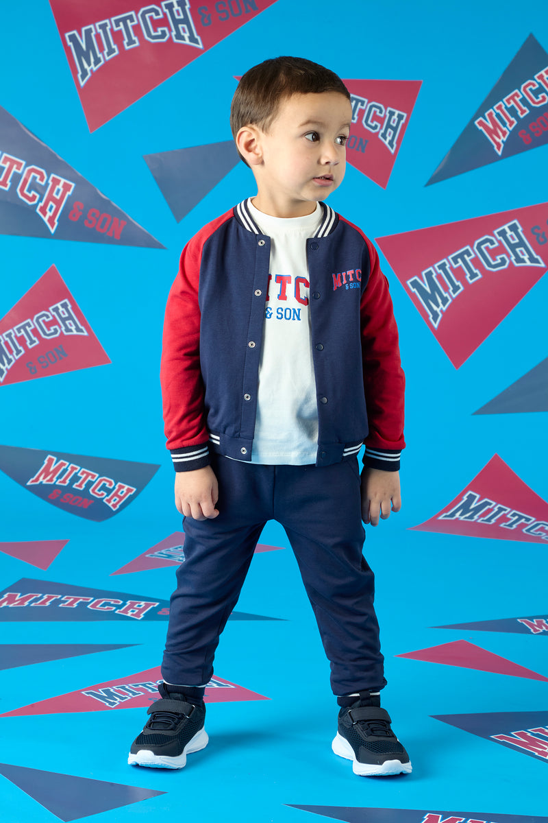 Mitch & Son BONZO & BRODY Navy Blue & Red Three Piece Logo Badge Zipper Tracksuit