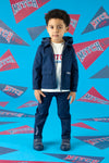 Mitch & Son BRODY & BYRON Navy Blue & White Long Sleeve Top & Twill Trouser Set