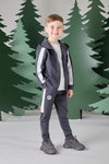 AW24 Mitch & Son Junior CALVIN & CHRISTOPHER Dark & Stone Grey Three Piece Zipper Hoody Tracksuit