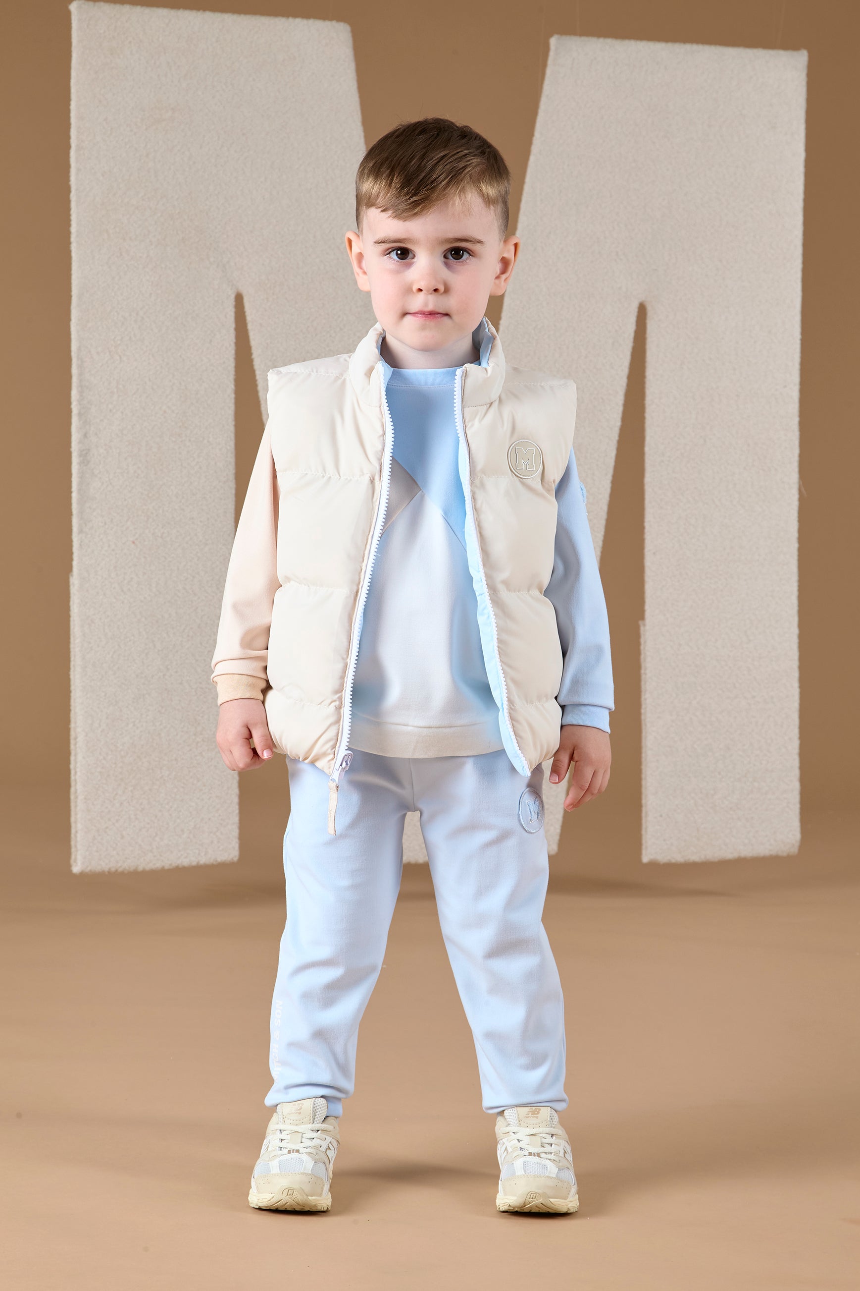 Mitch & Son ANDY Pale Blue & Beige Reversible Gilet