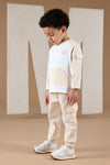 AW24 Mitch & Son AXEL & ANTON Beige & White Logo Top & Cargo Trouser Set