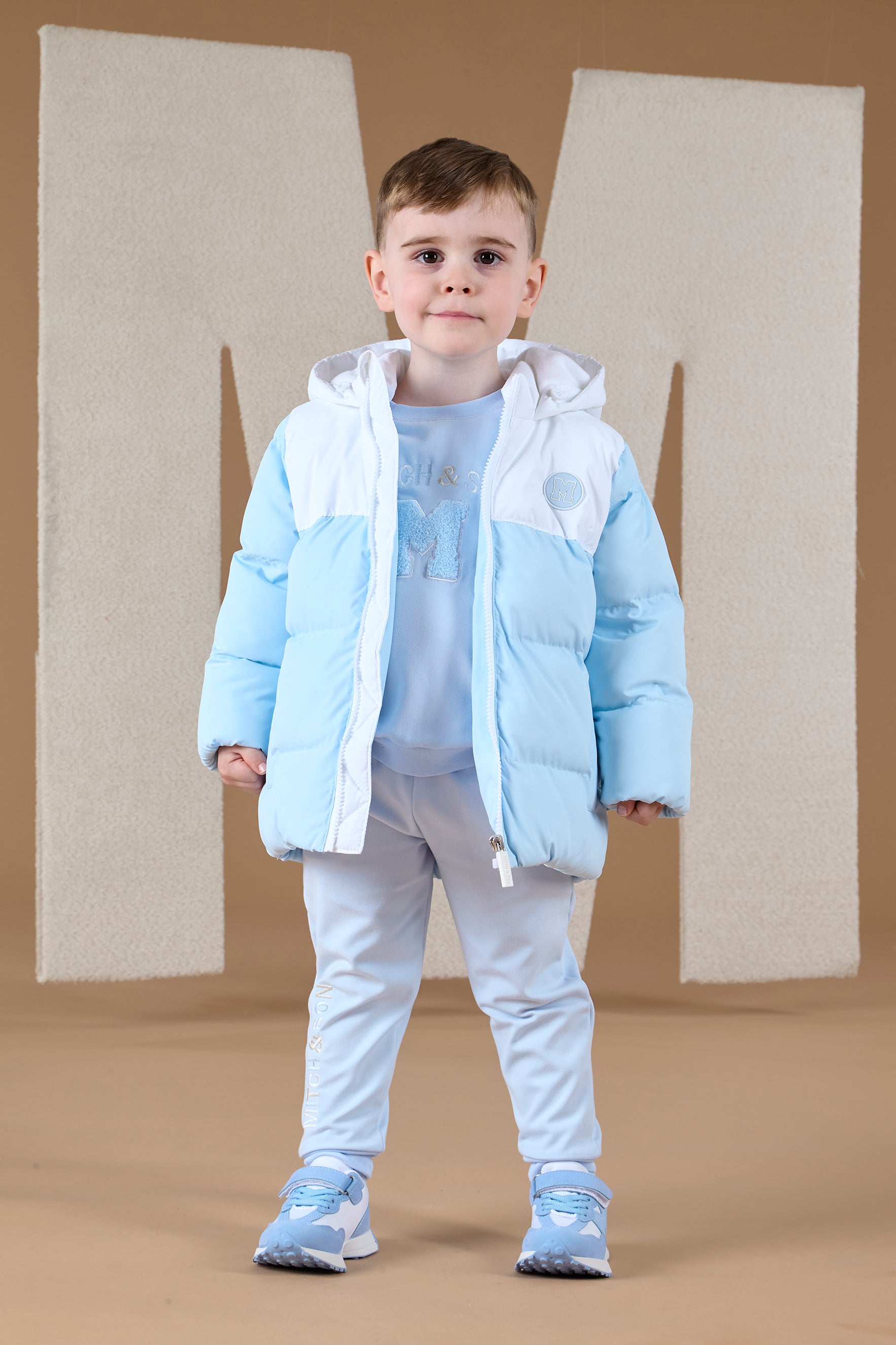Mitch & Son ALFIE Pale Blue Faux Fur Padded Jacket – Theodore Couture