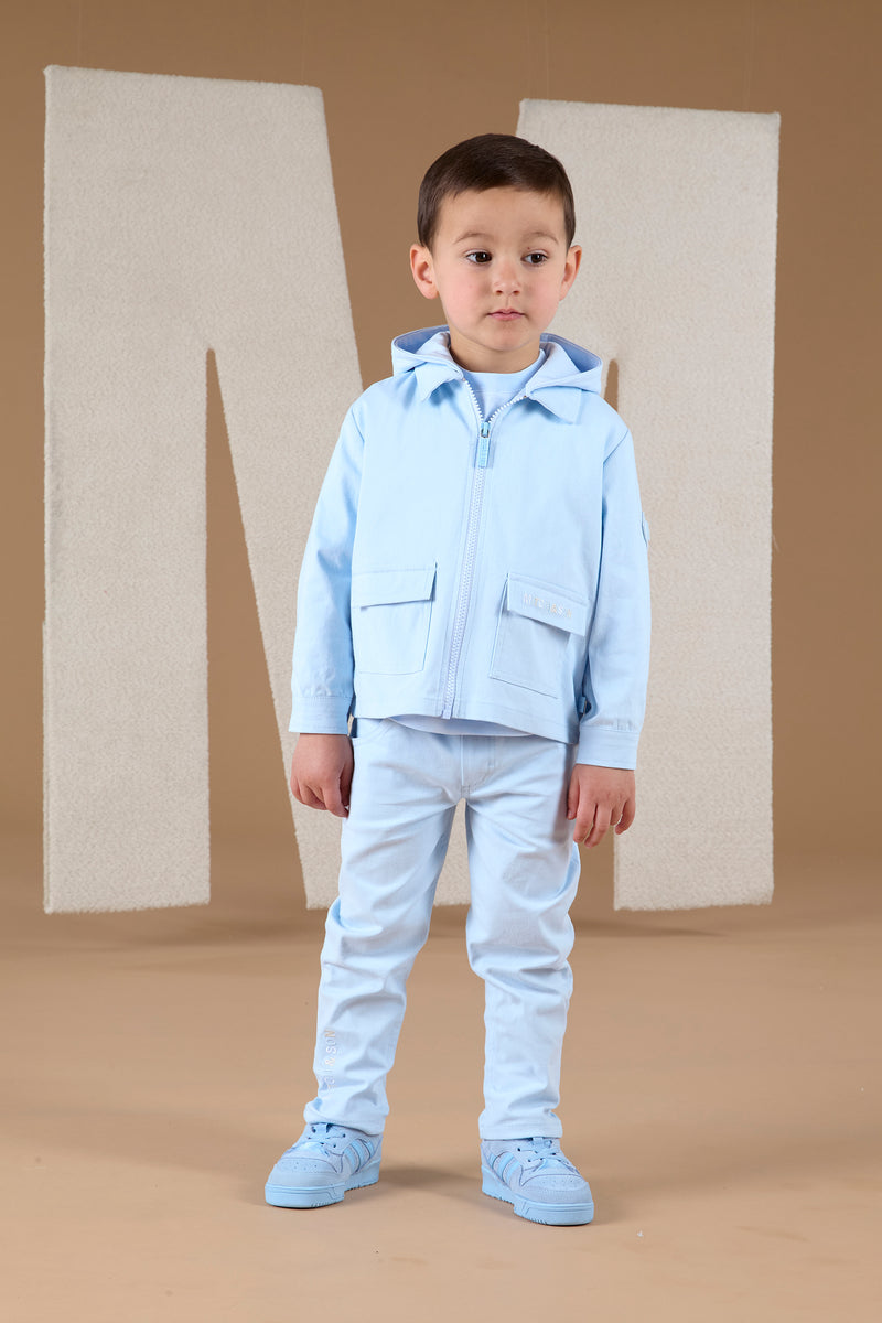 Mitch & Son BILLY Pale Blue Twill Hooded Shacket