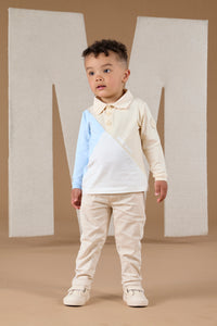 Mitch & Son APOLO & ARDEN Beige Cut N Sew Polo Top & Twill Trouser Set