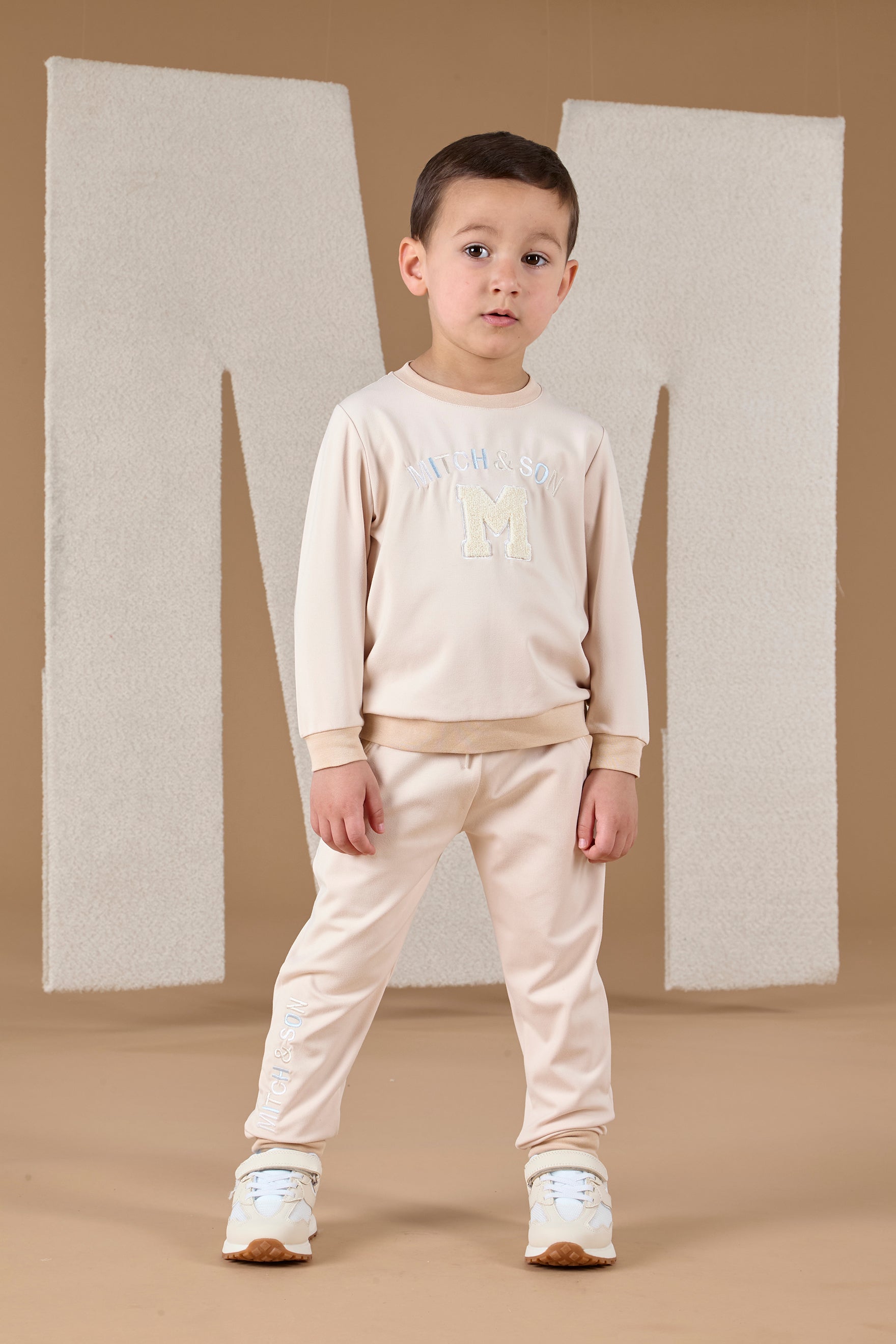 Mitch & Son ADDY Beige Logo Badge Tracksuit
