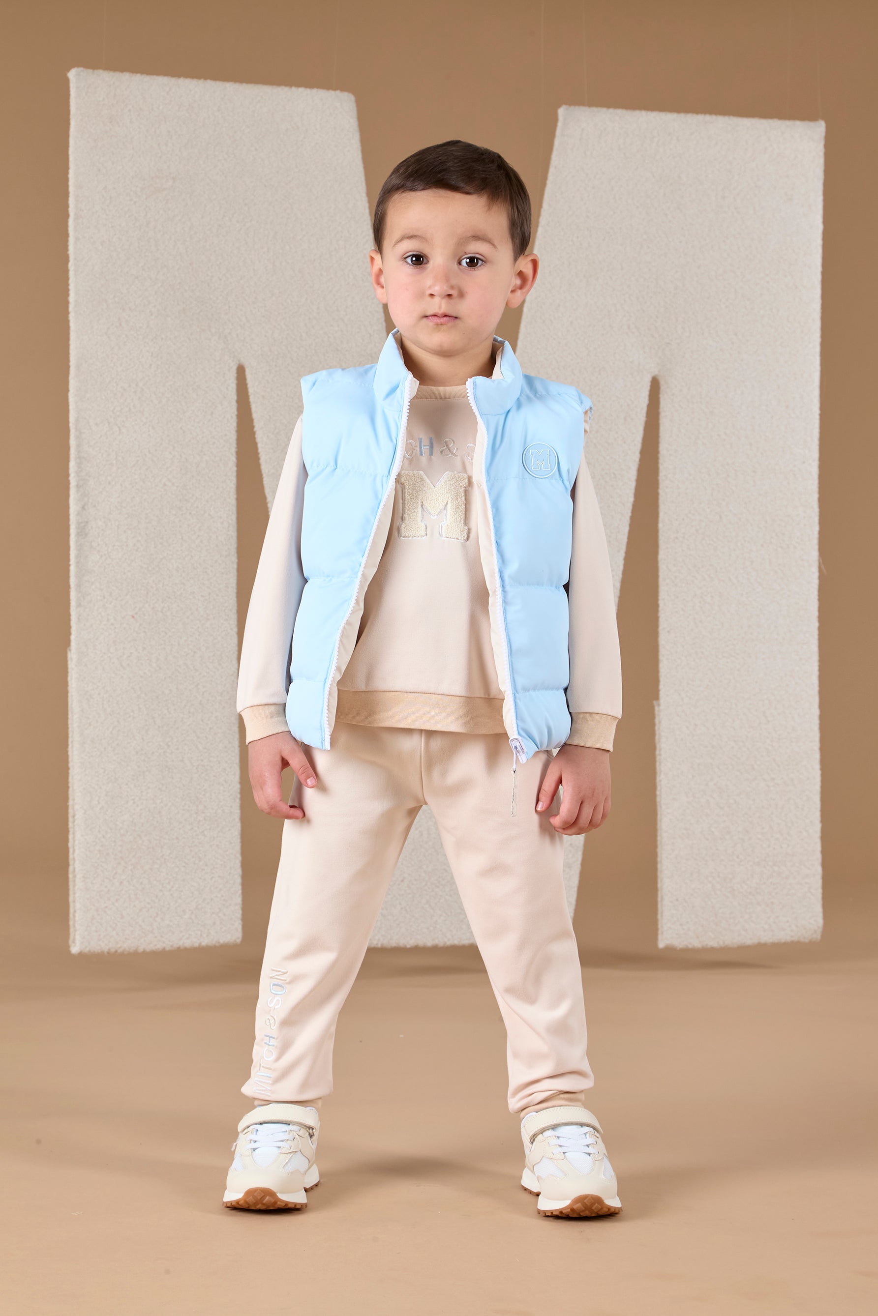 Mitch & Son ANDY Pale Blue & Beige Reversible Gilet
