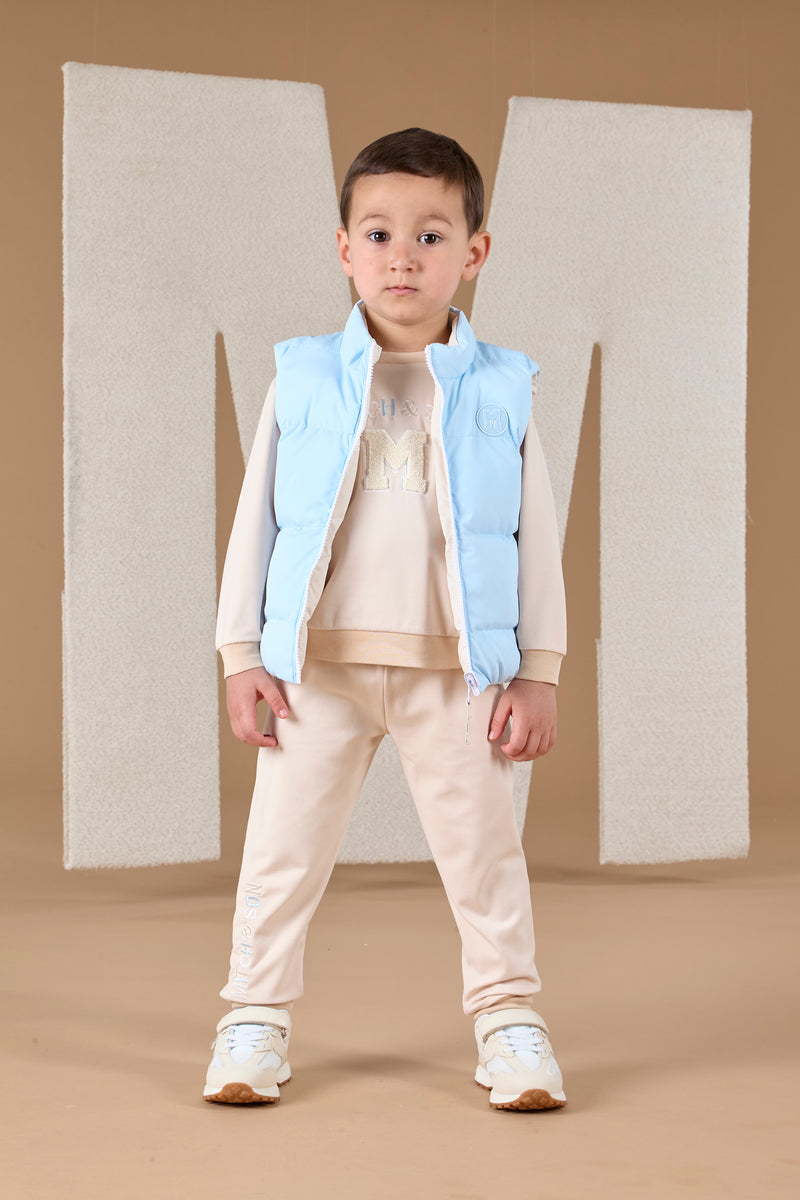 Mitch & Son ANDY Pale Blue & Beige Reversible Gilet