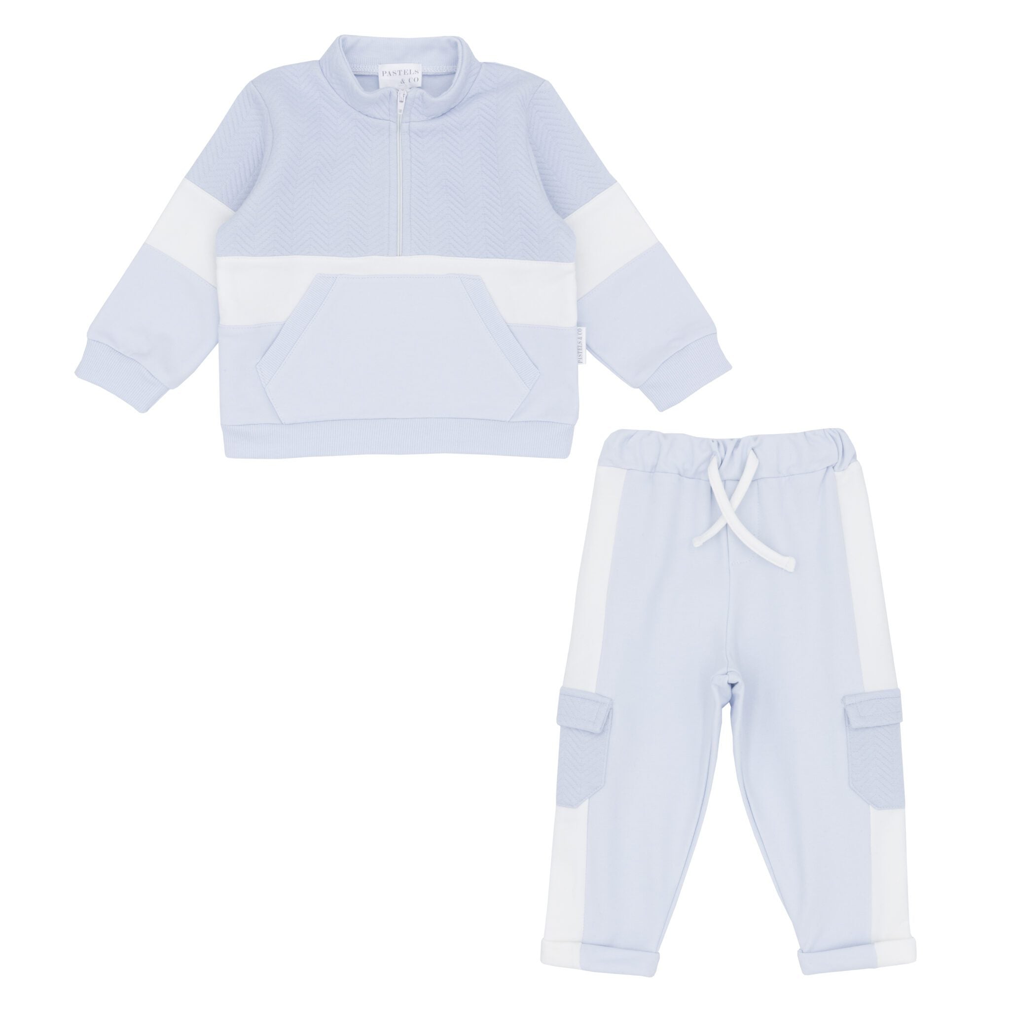 AW25 Pastels & Co ASTON Blue & Ivory Panel Zipper Tracksuit