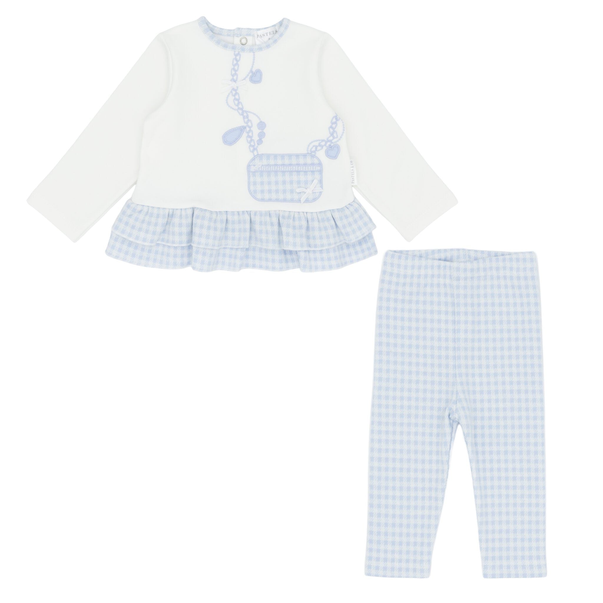 AW25 Pastels & Co CORA Blue Checked Frill Leggings Set