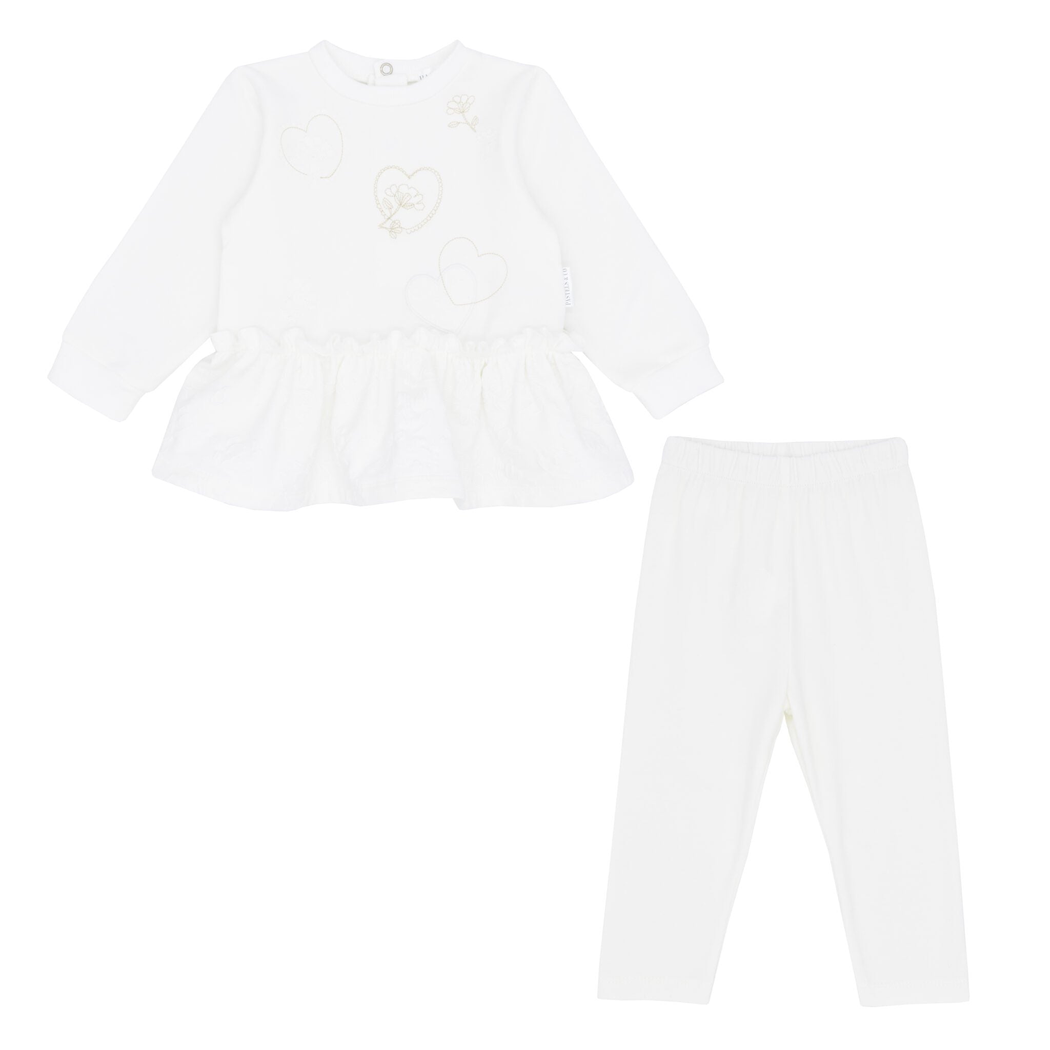 AW25 Pastels & Co AURORA Ivory Hearts & Flowers Peplum Leggings Set