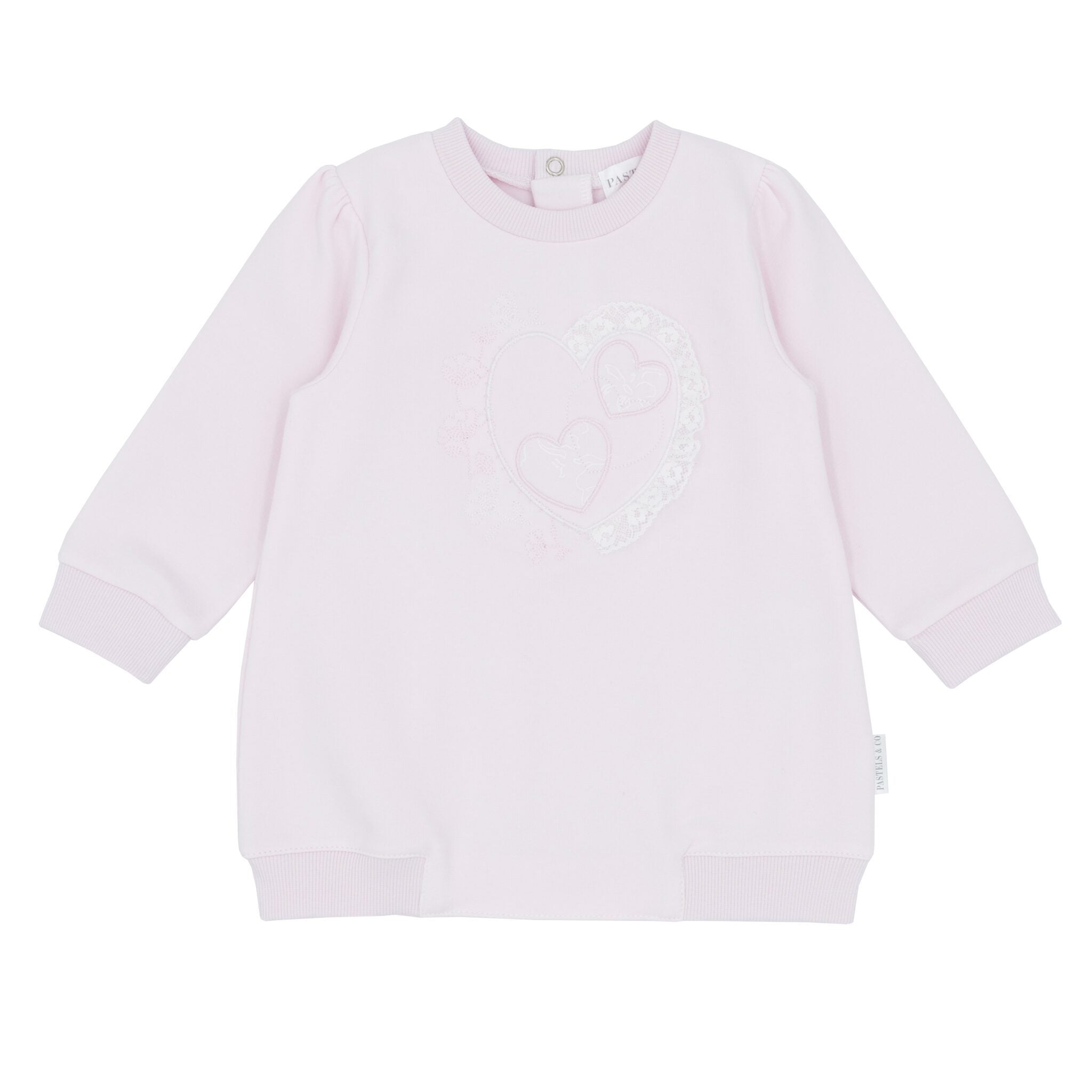 AW25 Pastels & Co BRIAR Pink Hearts & Flowers Sweatshirt Dress
