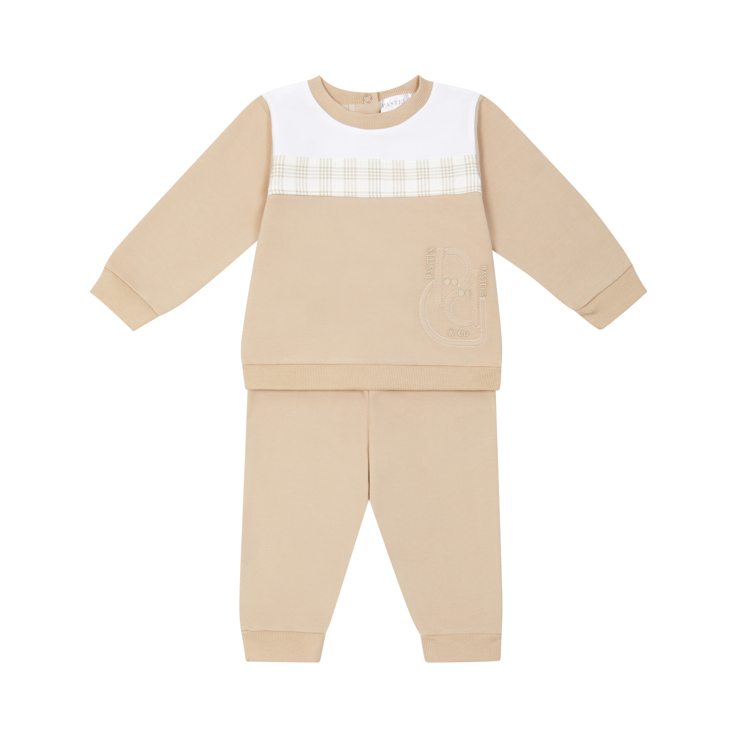 SS26 Pastels & Co AFTON Beige & White Checked Logo Tracksuit