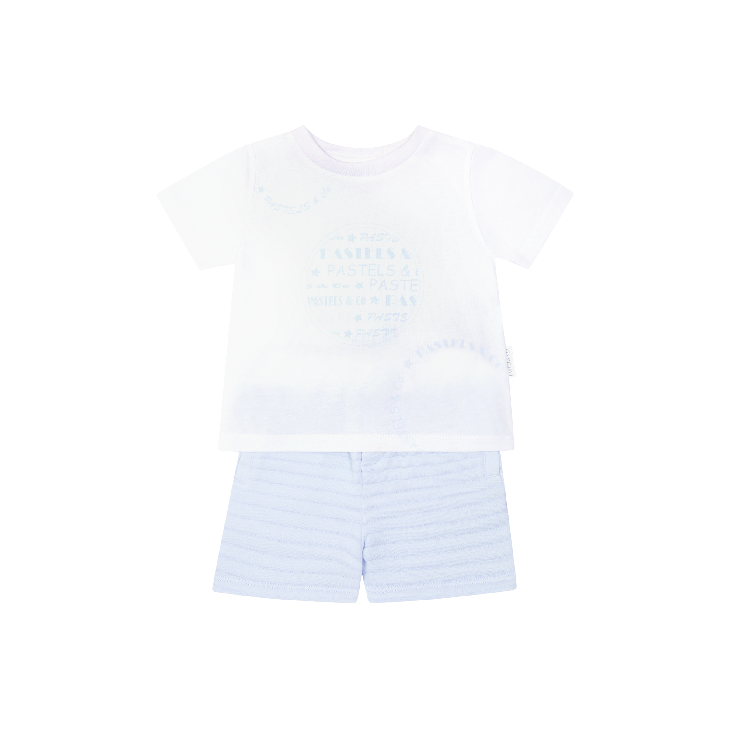 SS26 Pastels & Co BLAKE Pale Blue & White Circle Logo Shorts Set