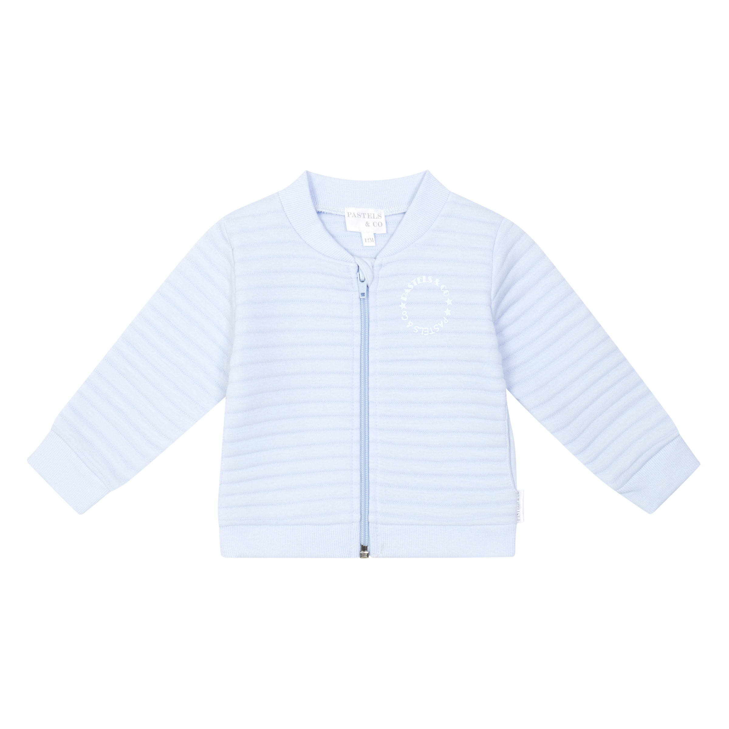 SS26 Pastels & Co BRODY Pale Blue Quilted Logo Jacket