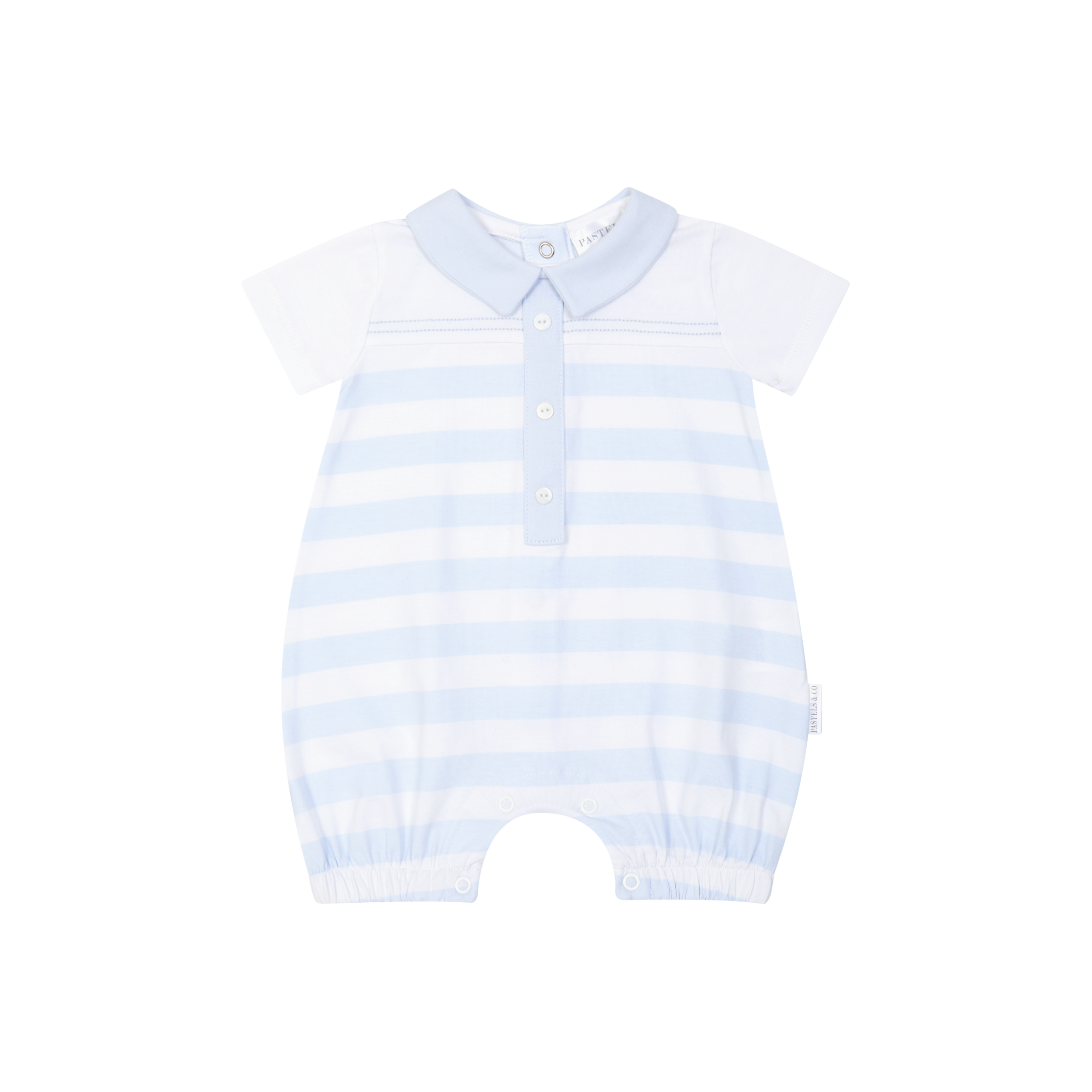 SS26 Pastels & Co BARTLEBY Pale Blue & White Button Romper