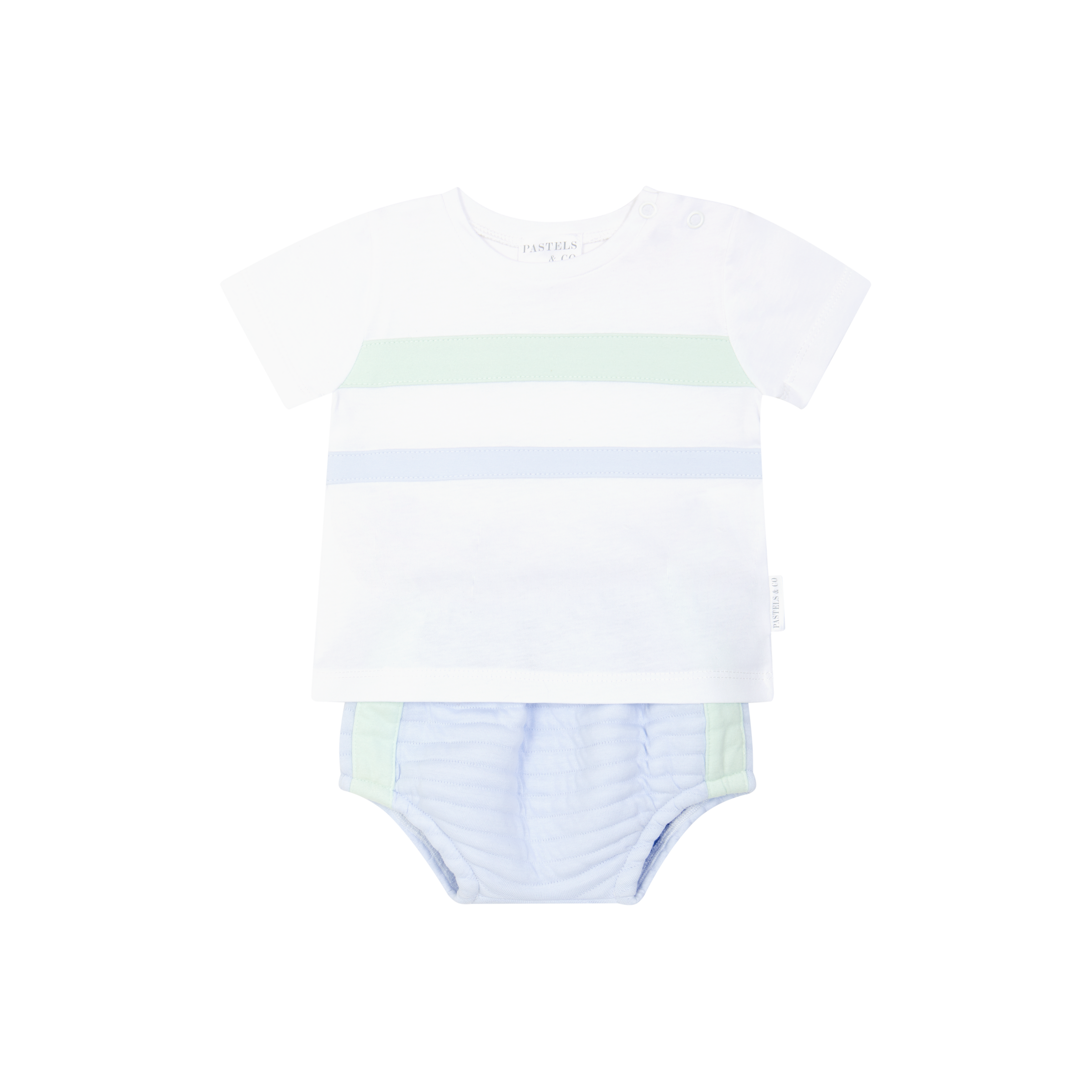 SS26 Pastels & Co BERLIN Mint Green White & Pale Blue Striped Jam Pants Set
