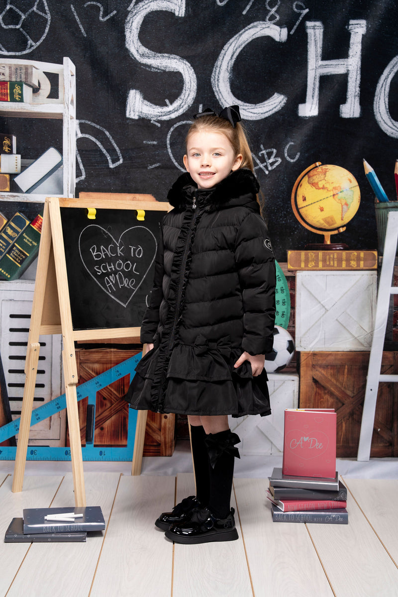 ADee BECKY Back To School Black Faux Fur Coat
