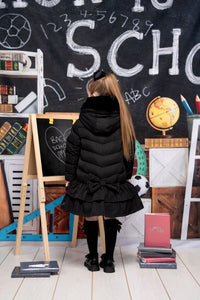 ADee BECKY Back To School Black Faux Fur Coat