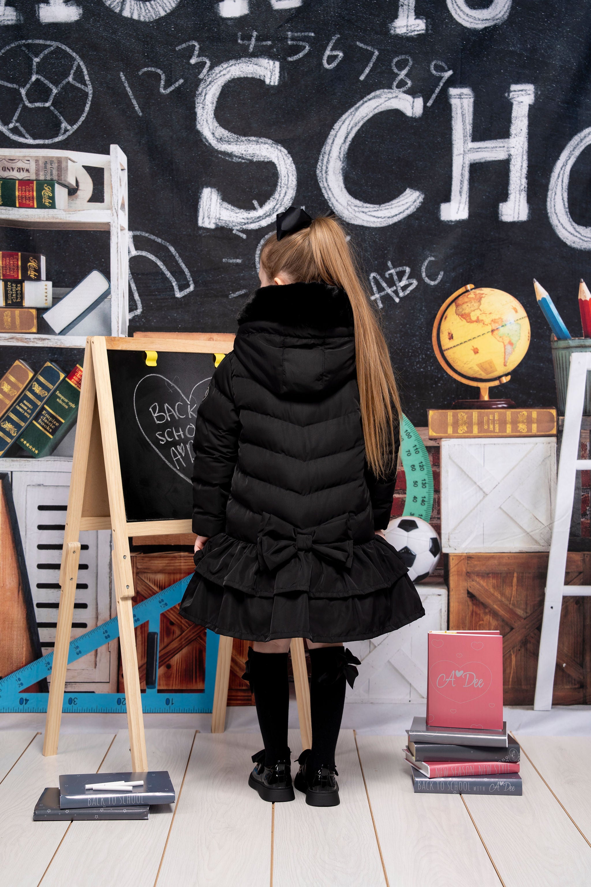 ADee BECKY Back To School Black Faux Fur Coat