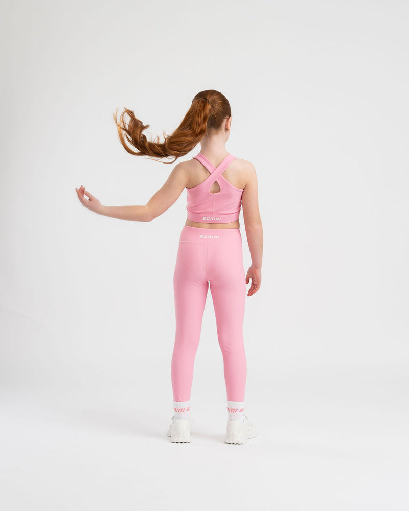 AW25 Bonini ASPIRE Pink & White Logo Crop Sport Top