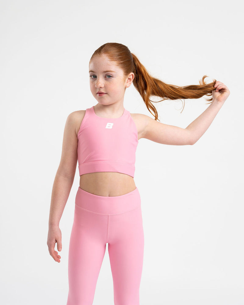 AW25 Bonini ASPIRE Pink & White Logo Crop Sport Top