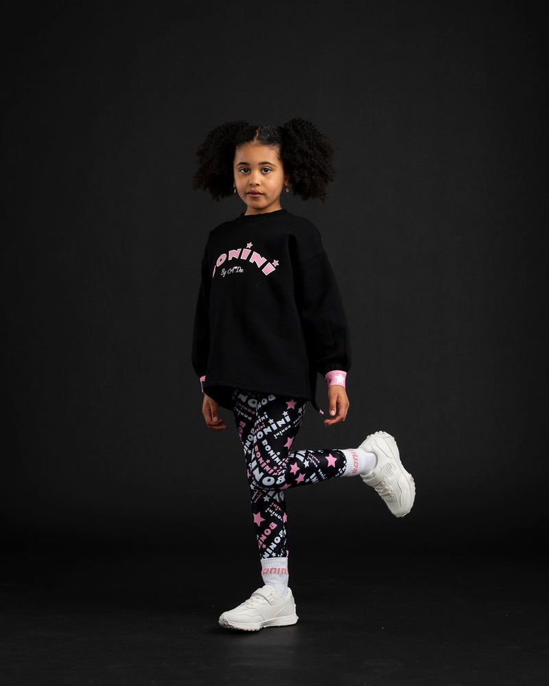 AW25 Bonini GROOVE Black & Pink Tape Logo Sweatshirt