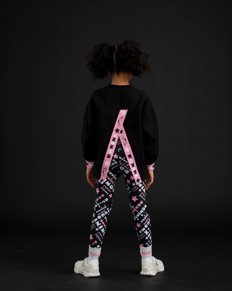 AW25 Bonini GROOVE Black & Pink Tape Logo Sweatshirt